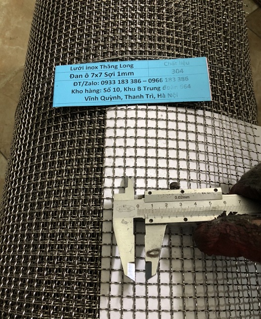 Lưới inox đan ô 7x7mm 304 TLG Thăng Long khổ 1.2m