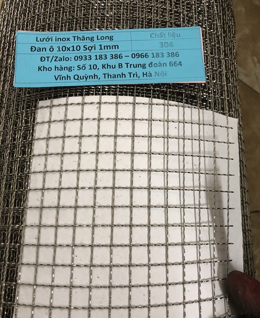 Lưới inox đan ô 1cm 304 TLG Thăng Long khổ 1m